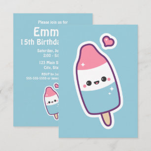 Cute Happy Popsicle Birthday Invitations