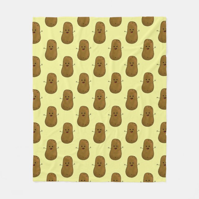 Cute Happy Potato Fleece Blanket (Front)