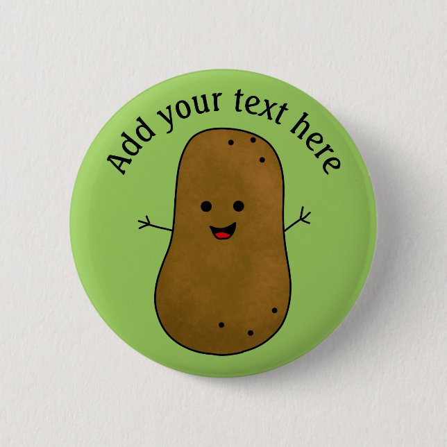 Cute Happy Potato, Green Background Personalised 6 Cm Round Badge (Front)