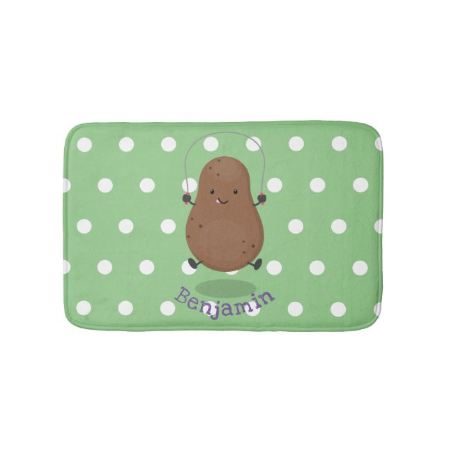 Cute happy potato jumping rope cartoon bath mat (Front)
