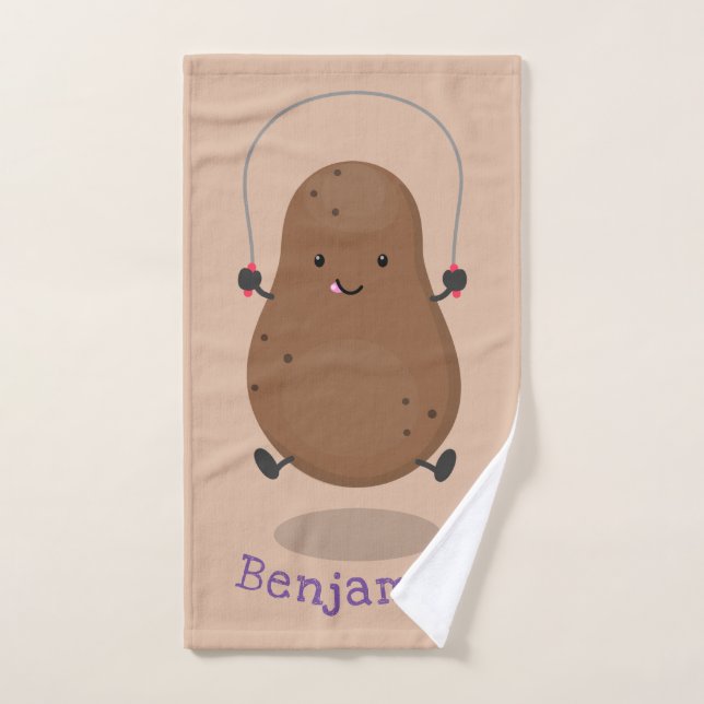 Cute happy potato jumping rope cartoon bath towel set (Hand Towel)