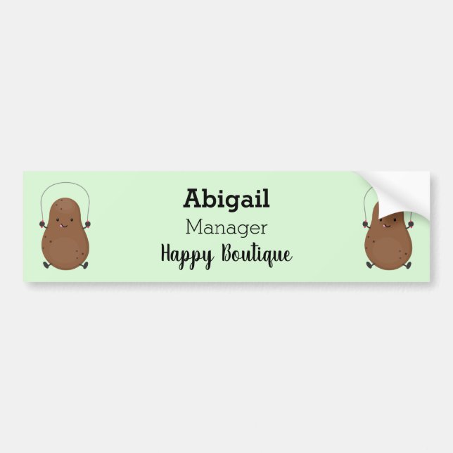 Cute happy potato jumping rope cartoon  bumper sticker (Front)