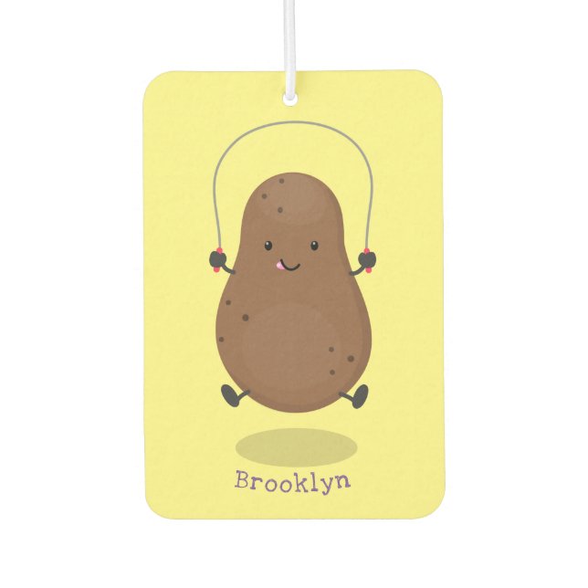 Cute happy potato jumping rope cartoon car air freshener (Front)