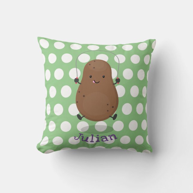 Cute happy potato jumping rope cartoon cushion (Front)