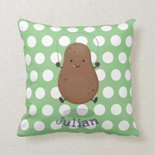 Cute happy potato jumping rope cartoon cushion