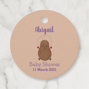 Cute happy potato jumping rope cartoon  favour tags