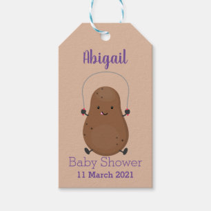 Cute happy potato jumping rope cartoon  gift tags