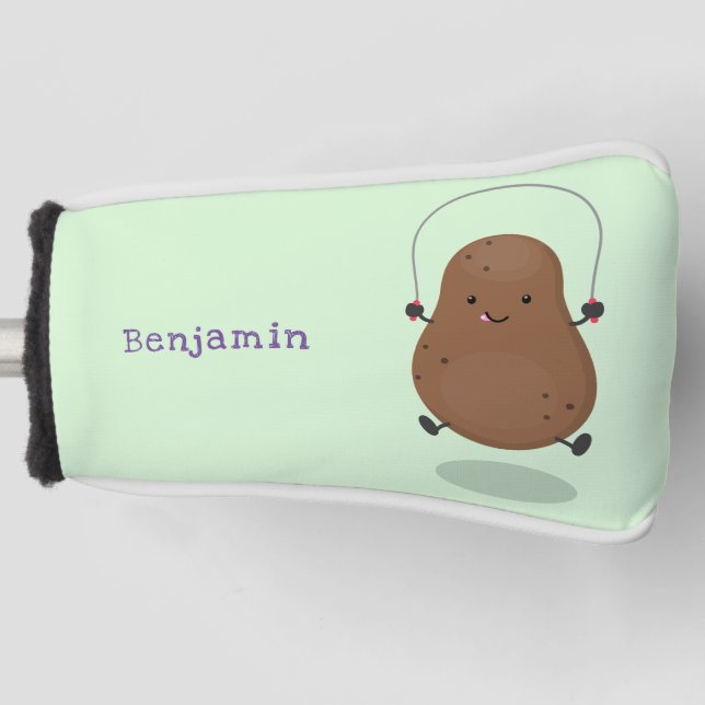 Cute happy potato jumping rope cartoon golf head cover (Front)