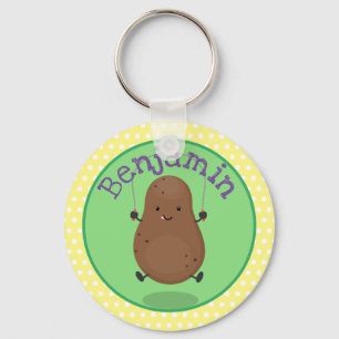 Cute happy potato jumping rope cartoon key ring