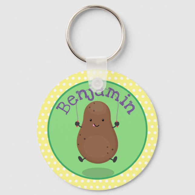 Cute happy potato jumping rope cartoon key ring (Front)
