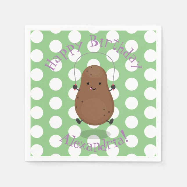 Cute happy potato jumping rope cartoon napkin (Front)