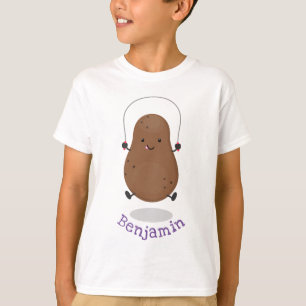 Cute happy potato jumping rope cartoon T-Shirt