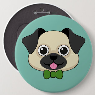 Cute Happy Pug Dog with Papillon 6 Cm Round Badge