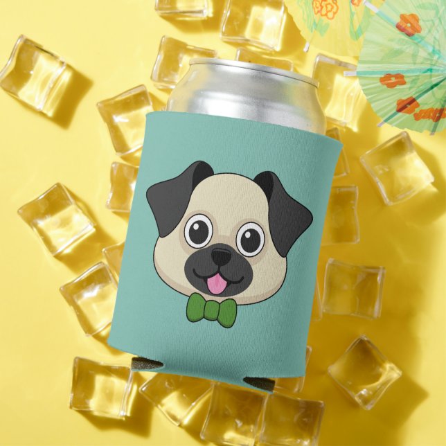 Cute Happy Pug Dog with Papillon Can Cooler (In Situ Summer)