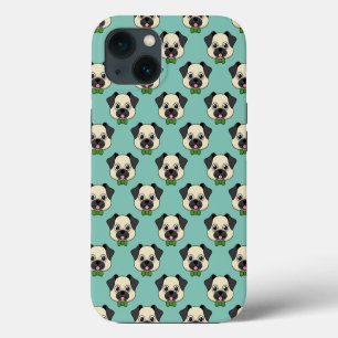 Cute Happy Pug Dog with Papillon iPhone 13 Case