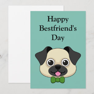 Cute Happy Pug Dog with Papillon Personalise Holiday Card