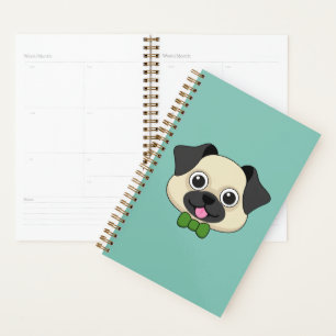 Cute Happy Pug Dog with Papillon Planner