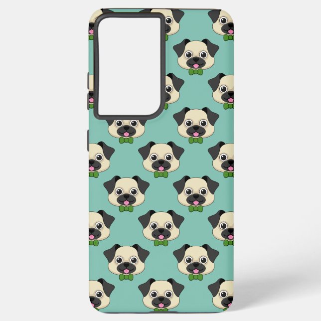 Cute Happy Pug Dog with Papillon Samsung Galaxy S21+ Case (Back)
