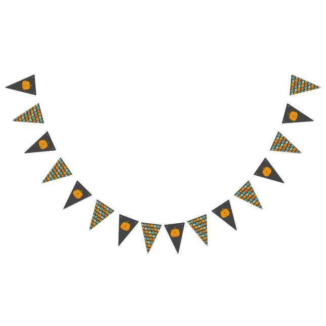 Cute Happy Pumpkins orange, blue Halloween  Bunting (All)