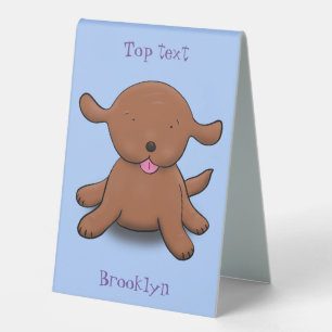 Cute happy puppy dog blue cartoon illustration