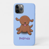 Cute happy puppy dog blue cartoon illustration