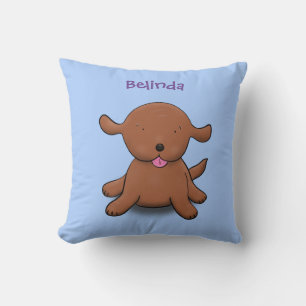 Cute happy puppy dog blue cartoon illustration cushion