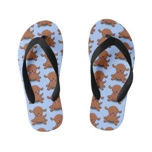 Cute happy puppy dog blue cartoon illustration kid's thongs