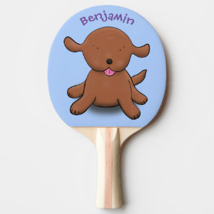 Cute happy puppy dog blue cartoon illustration ping pong paddle