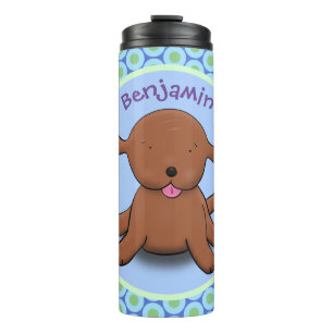Cute happy puppy dog blue cartoon illustration thermal tumbler