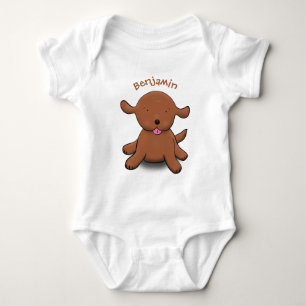 Cute happy puppy dog cartoon illustration baby bodysuit