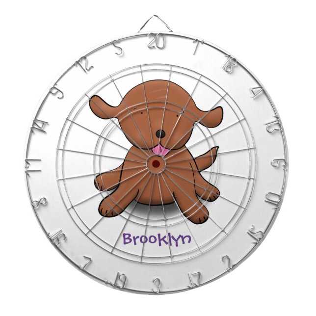 Cute happy puppy dog cartoon illustration dartboard (Front)
