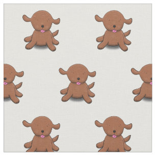 Cute happy puppy dog cartoon illustration fabric