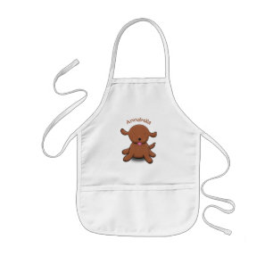 Cute happy puppy dog cartoon illustration kids apron
