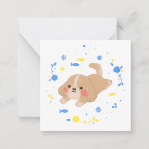 Cute Happy Puppy Illustration Card