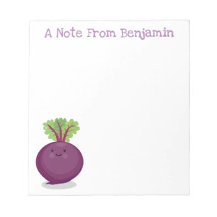 Cute happy purple beet cartoon illustration notepad
