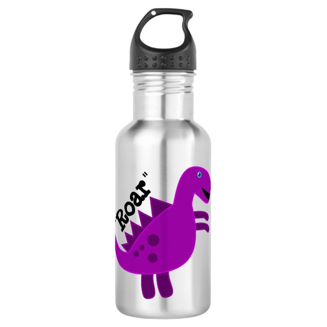Cute Happy Purple Dinosaur 532 Ml Water Bottle (Front)