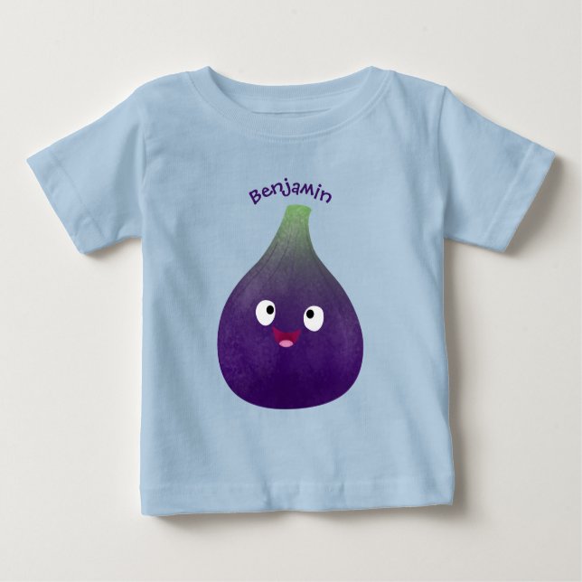 Cute happy purple fig fruit cartoon baby T-Shirt (Front)