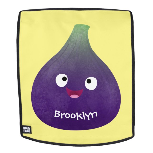Cute happy purple fig fruit cartoon backpack (Removable Face)