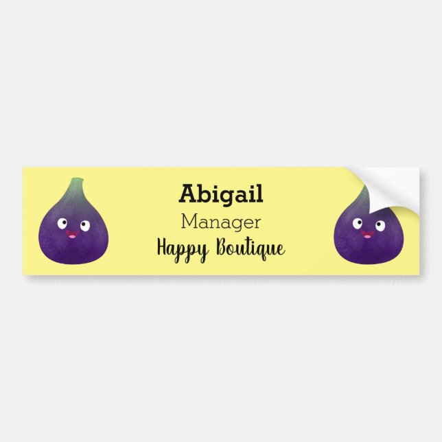 Cute happy purple fig fruit cartoon bumper sticker (Front)
