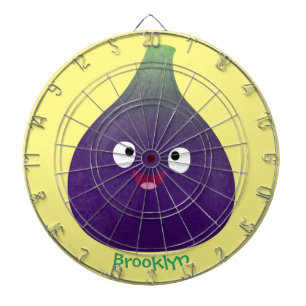 Cute happy purple fig fruit cartoon dartboard