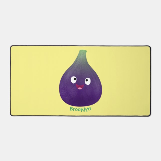 Cute happy purple fig fruit cartoon desk mat (Front)