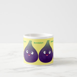 Cute happy purple fig fruit cartoon espresso cup