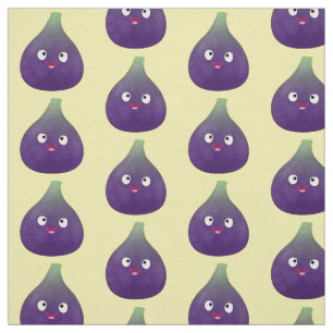 Cute happy purple fig fruit cartoon  fabric