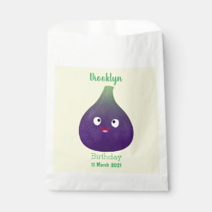 Cute happy purple fig fruit cartoon favour bag