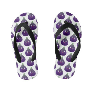 Cute happy purple fig fruit cartoon kid's thongs
