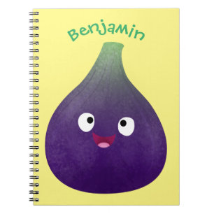 Cute happy purple fig fruit cartoon notebook
