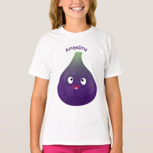 Cute happy purple fig fruit cartoon  T-Shirt