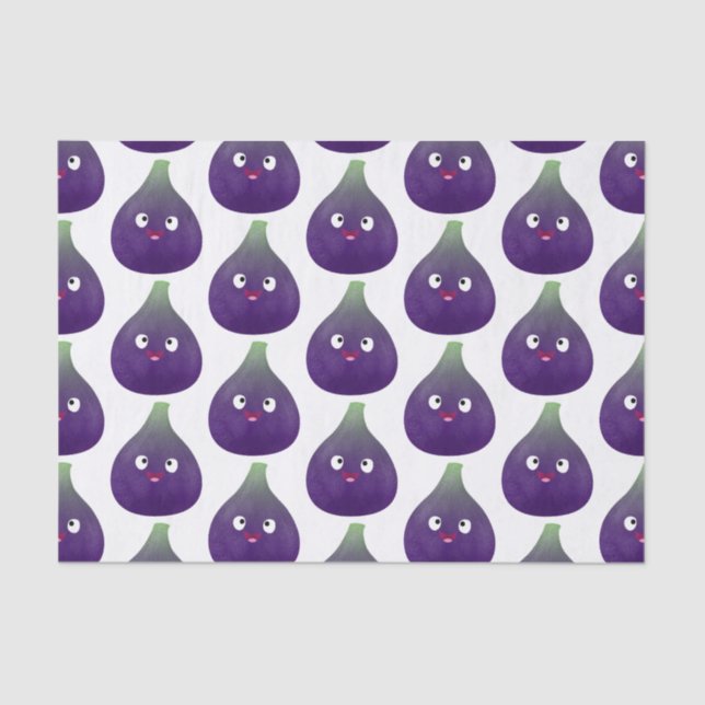 Cute happy purple fig fruit cartoon tissue paper (Front)