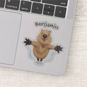 Cute happy quokka jumping cartoon illustration