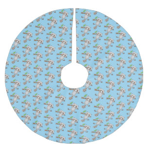 Cute happy racoon baby cartoon illustration brushed polyester tree skirt